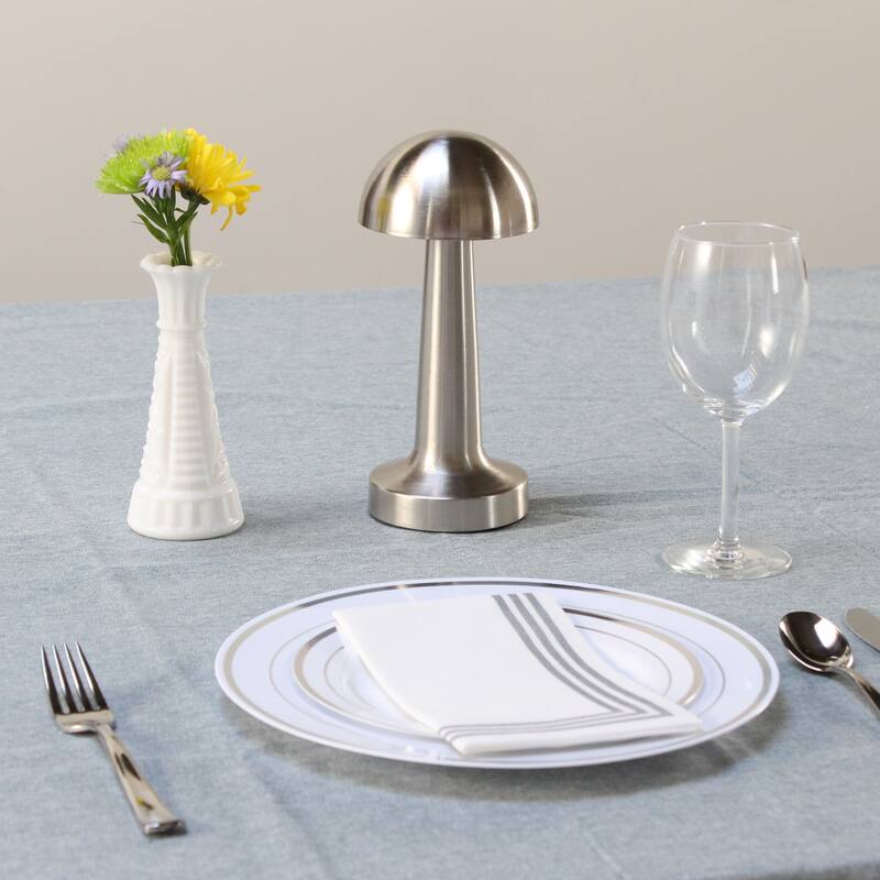 LED Lighted Metal Mushroom Mini Touch Sensor Desk Lamp - 8.75" - Silver