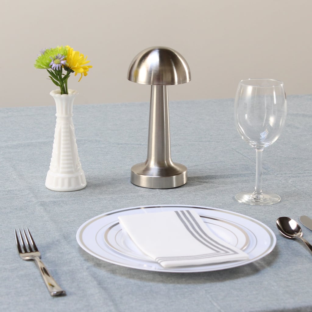 LED Lighted Metal Mushroom Mini Touch Sensor Desk Lamp - 8.75" - Silver