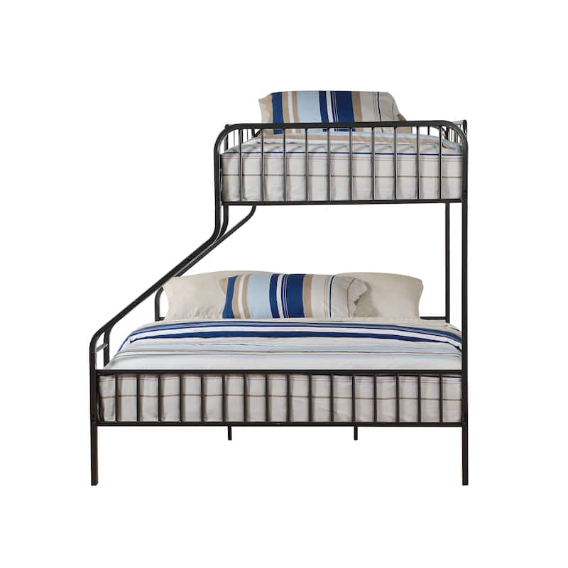 Twin XL over Queen Metal Bunk Bed with Built-in Ladder