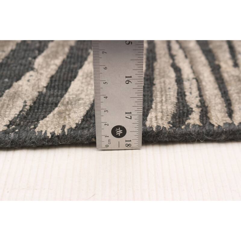 ECARPETGALLERY Hand Loomed Elysian Grey Viscose, Wool Rug - 4'7 x 6'8