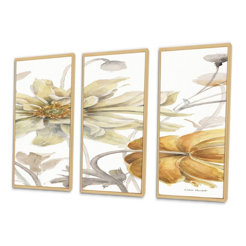 Designart "Fields of Gold Watercolor Flower I" Traditional Framed Art
