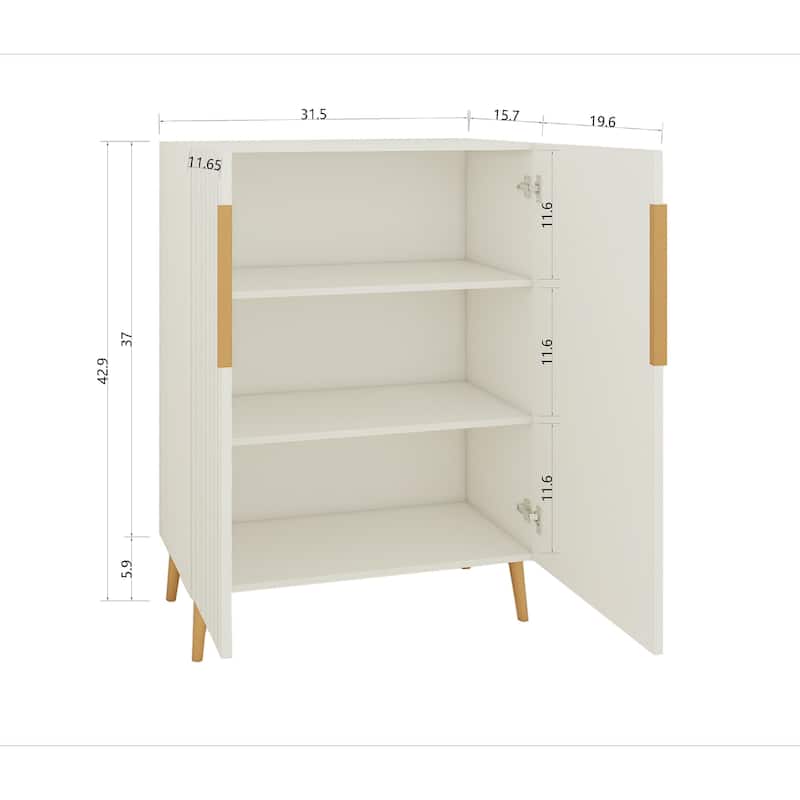 Modern White Sideboard Cabinet with Gold Handles for Kitchen, Dining Room Furniture Organizer