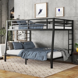 Full XL over Queen Size Metal Bunk Bed for Teens and Adults