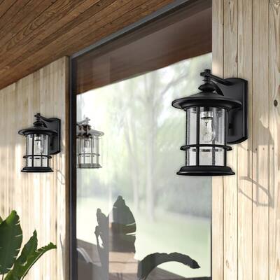 Plug-in Outdoor Wall Lantern Sconce Porch Light With Clear Glass