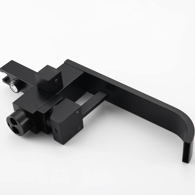 Floor Mount Waterfall Bathtub Faucet With Hand Shower, Single Handle Freestanding Bathroom Tub Filler Trim With Handheld
