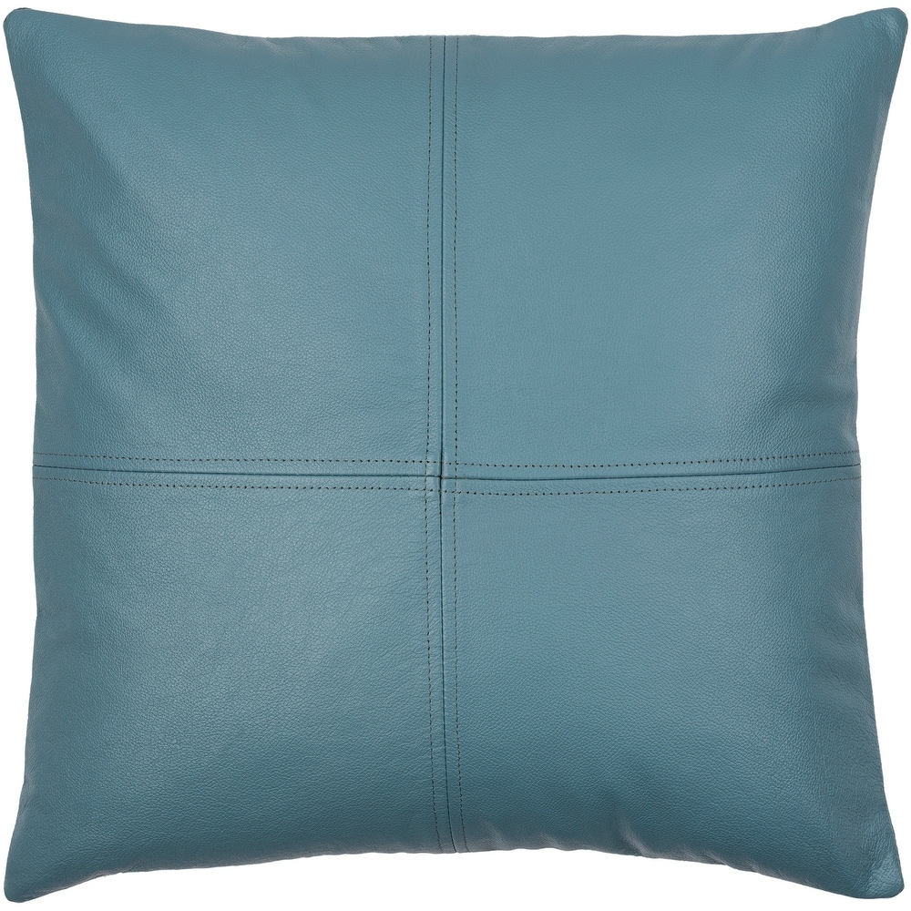 Blue leather pillow best sale