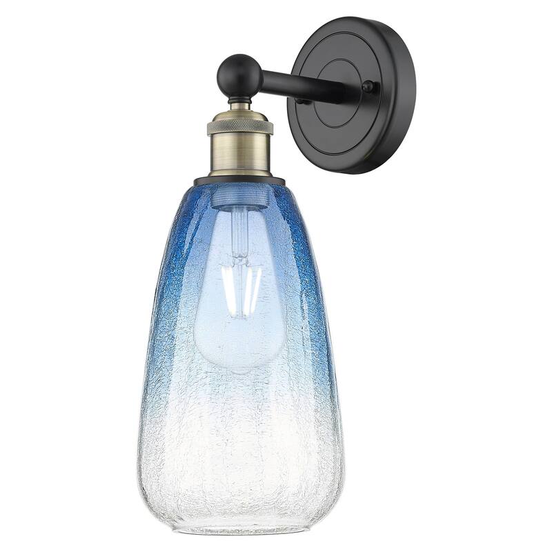 Innovations Lighting 616-1W-16-6 Brookhaven Almond Sconce Brookhaven - Black Antique Brass / Sapphire Blue