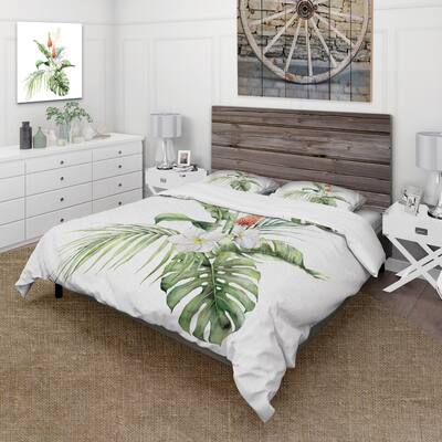 Designart 'Tropical Bouquet With Lupine Plumeria Palm Leaves' Traditional Duvet Cover Set