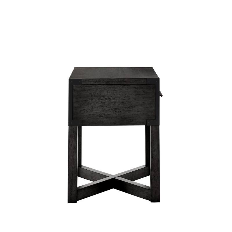 Mendocino Wood Finish X-Base End Table with Drawer by iNSPIRE Q Classic
