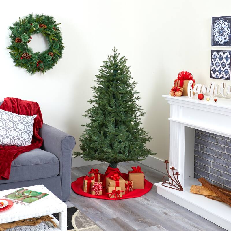 5ft. Spruce Artificial Christmas Tree with 300 Warm White Lights and 618 Bendable Branches - Bright Seasonal Touch