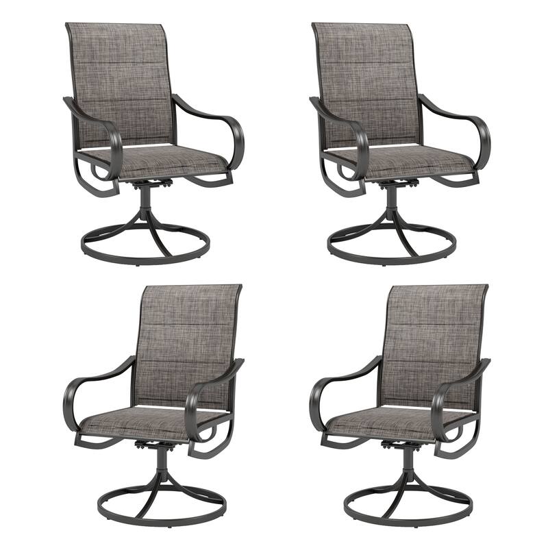 MAISON ARTS Patio Swivel Dining Chairs Set of 4, Metal Chairs with Textilene Padded Sling Fabric