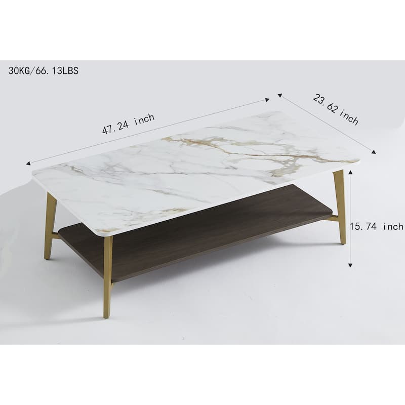Modern Coffee Table Stylish Coffee Table Rectangular Center Table Side Table with Open Space, for Living Room‌