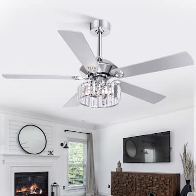 52 Inch Crystal Ceiling Fan with Light and Remote