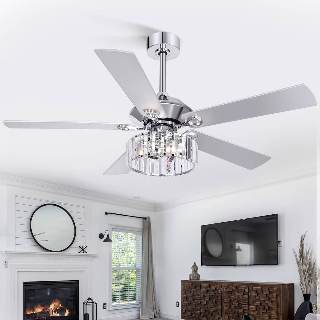 52 Inch Crystal Ceiling Fan with Light and Remote