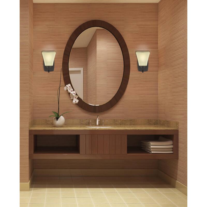 Westinghouse Midori One-Light Indoor Wall Fixture, Oil Rubbed Bronze Finish with Amber Linen Glass - 1-Light