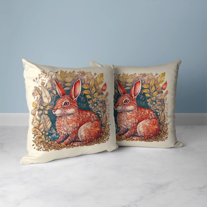 Breezy Bunny Faux Suede Reversible Throw Pillow Red and Gold