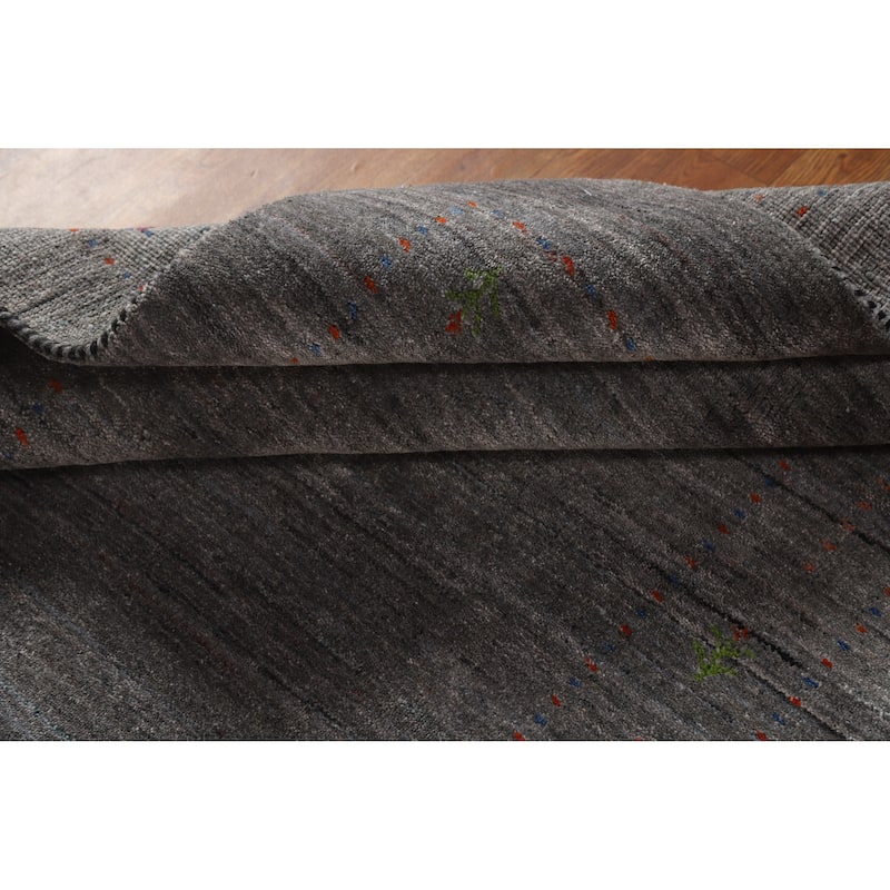 Hand Knotted Oriental 100% Wool Carpet Tribal Tribal Greys & Charcoal Gabbeh Area Rug - 5' 9'' X 4' 1''
