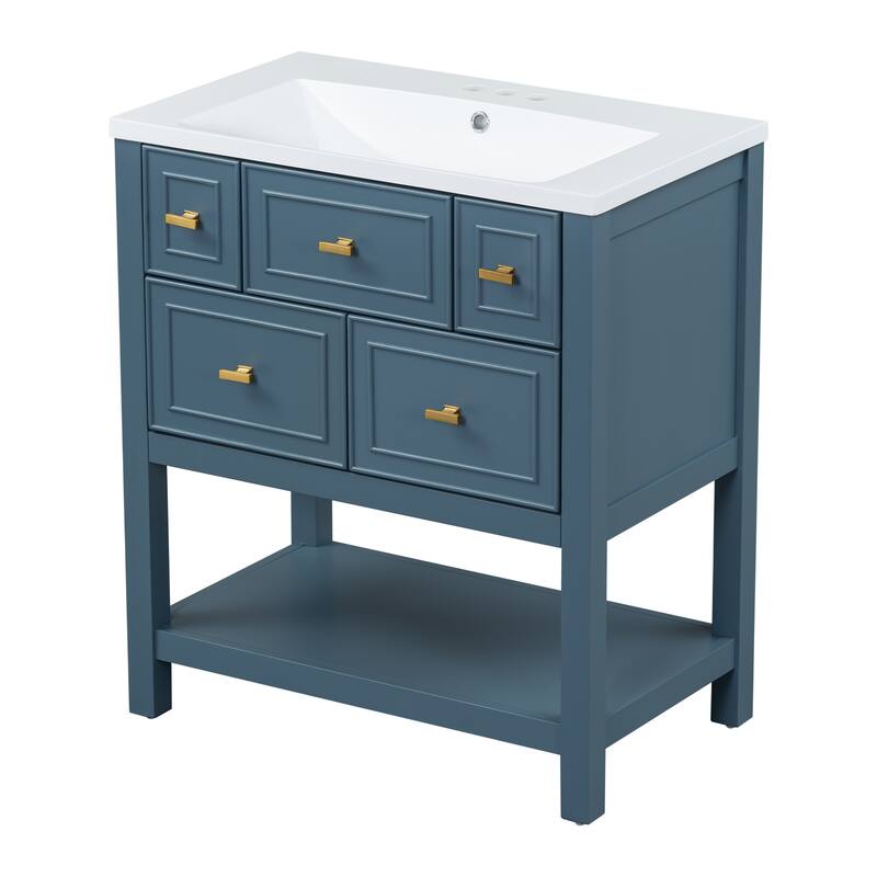 30" Freestanding Bathroom Vanity Set with Integrated Ceramic Sink - 29.56" x 17.79" x 33"