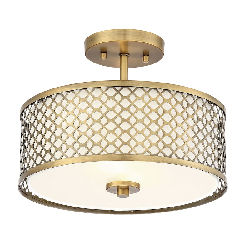 Meridian M60016 2 Light 13" Wide Semi-Flush Drum Ceiling Fixture