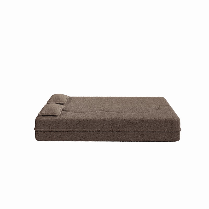 Full-Size Folding Sofa Bed with 2 Pillows, Convertible 3-Tier Floor Couch Sleeper Sofa, Loveseat Chaise Lounge Daybed