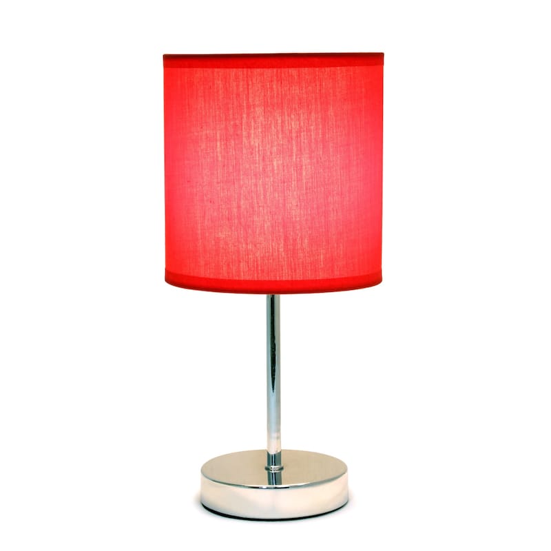 Traditional Petite Table Lamp with Drum Shade - 11.75" - Silver and Red