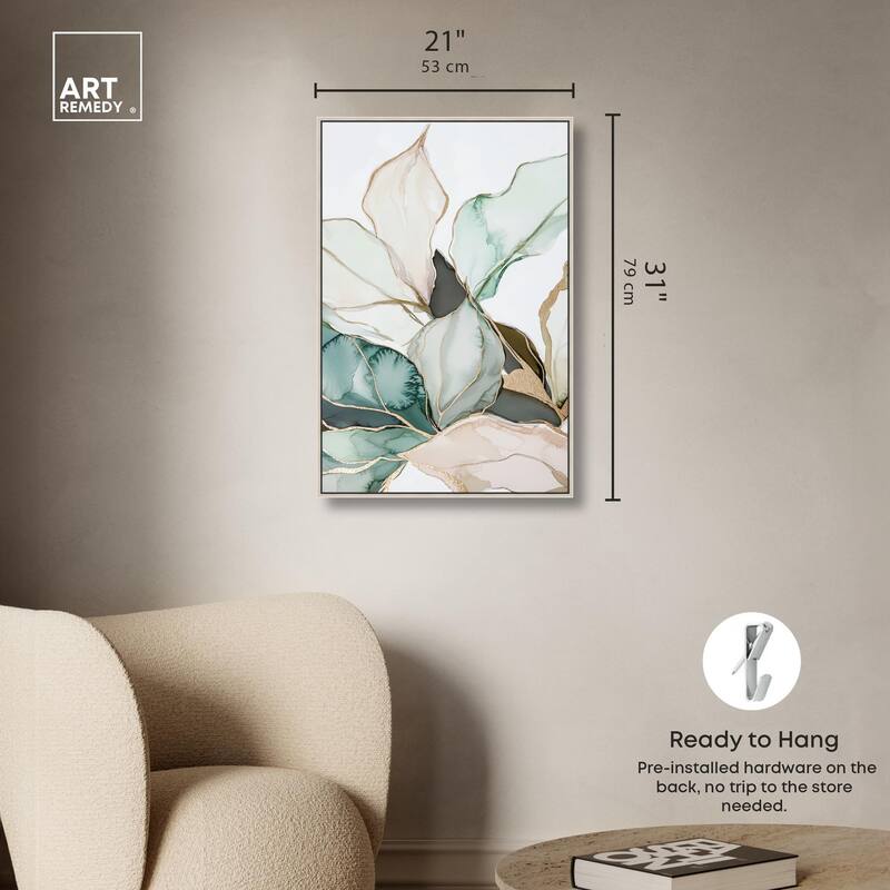 Pastel Leaves with Gold III Canvas by Art Remedy