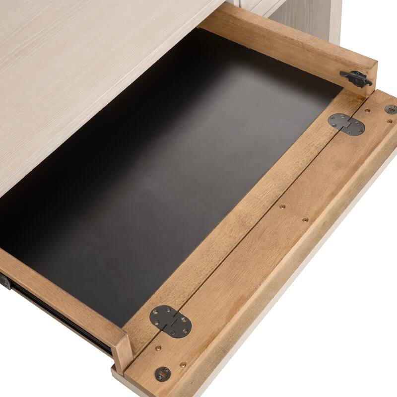 Furniture of America Durem Modern Classic 4-Piece Solid Wood Tawny Panel Bed with Desk and 2 Nightstand Set