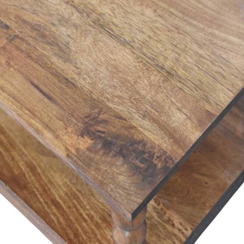 Artisan Furniture Solid Wood Spindle Coffee Table with Open Shelf , Brown