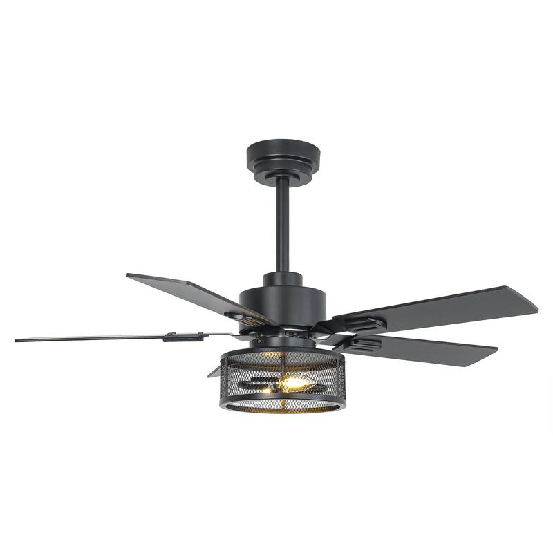 Vaczon 42" Modern Black 5-Blade Smart Ceiling Fan with Light Kit and APP Control
