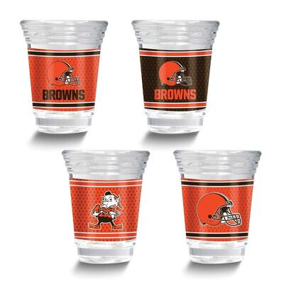 Curata NFL Cleveland Browns 4-Piece 2 Oz. Shot Glass Set