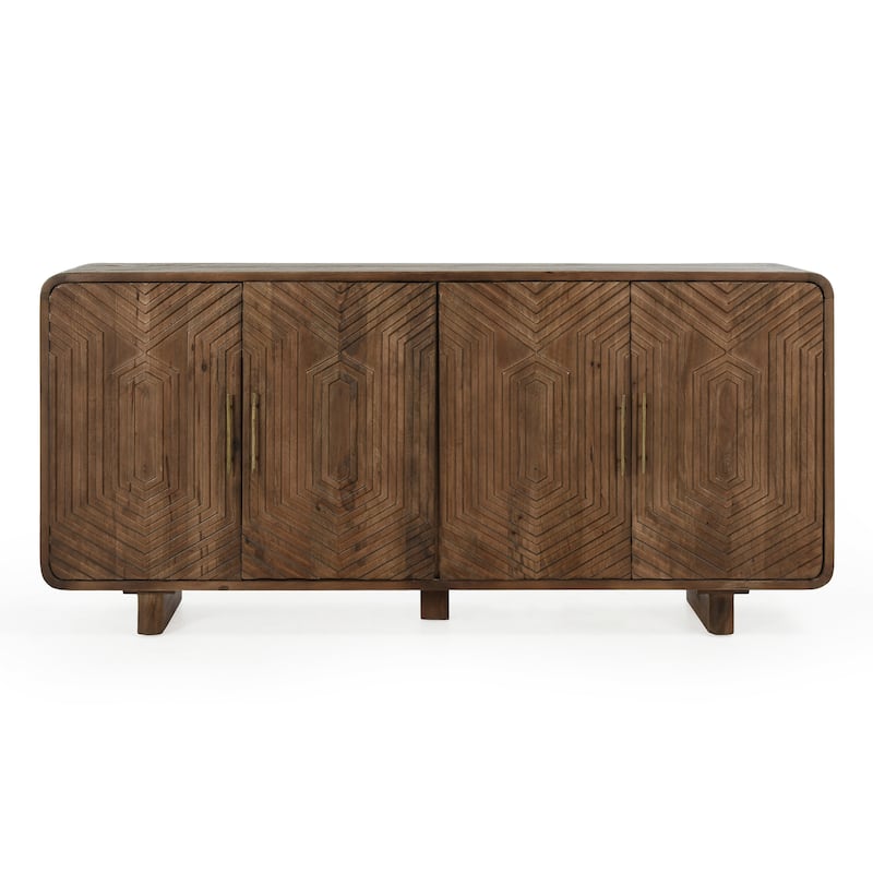 Classic Home Holmes Four Door Mango Wood Sideboard in Brown - 78Wx18Dx25H