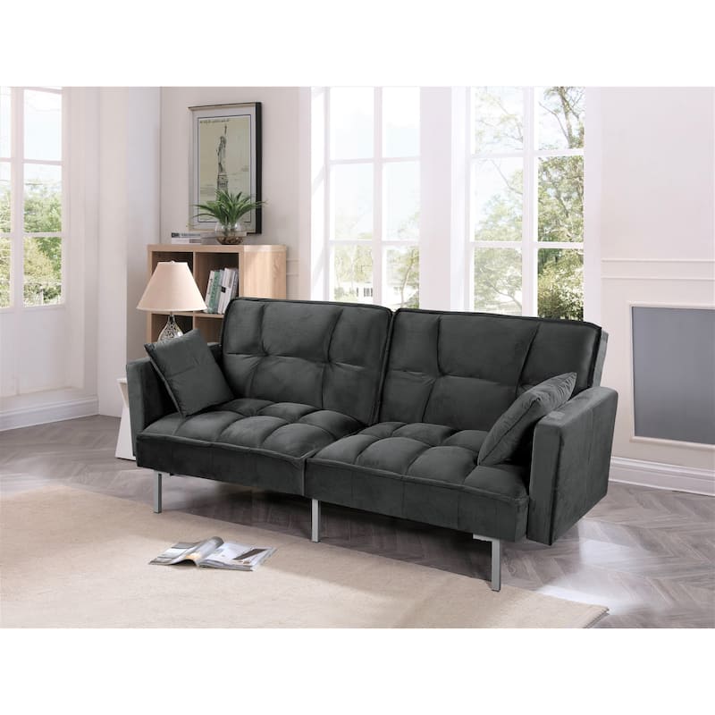 Bernal 75.6"W Velvet Futon Sofa Bed Sleeper