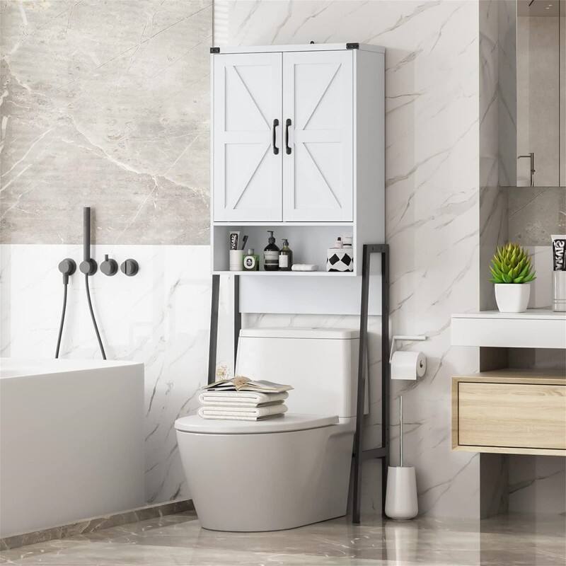 Over The Toilet Storage - 9.96"D x 23.46"W x 67.8"H - White