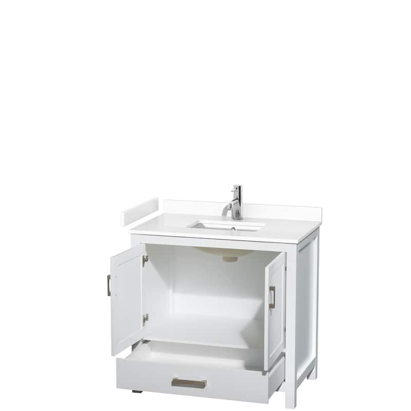 Sheffield Single Bathroom Vanity Set, Cultured Top, No Mirror