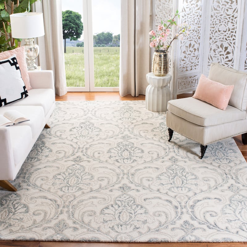 SAFAVIEH Handmade Micro-Loop Maribelle Modern Wool Rug - 5' x 8' - Ivory/Grey