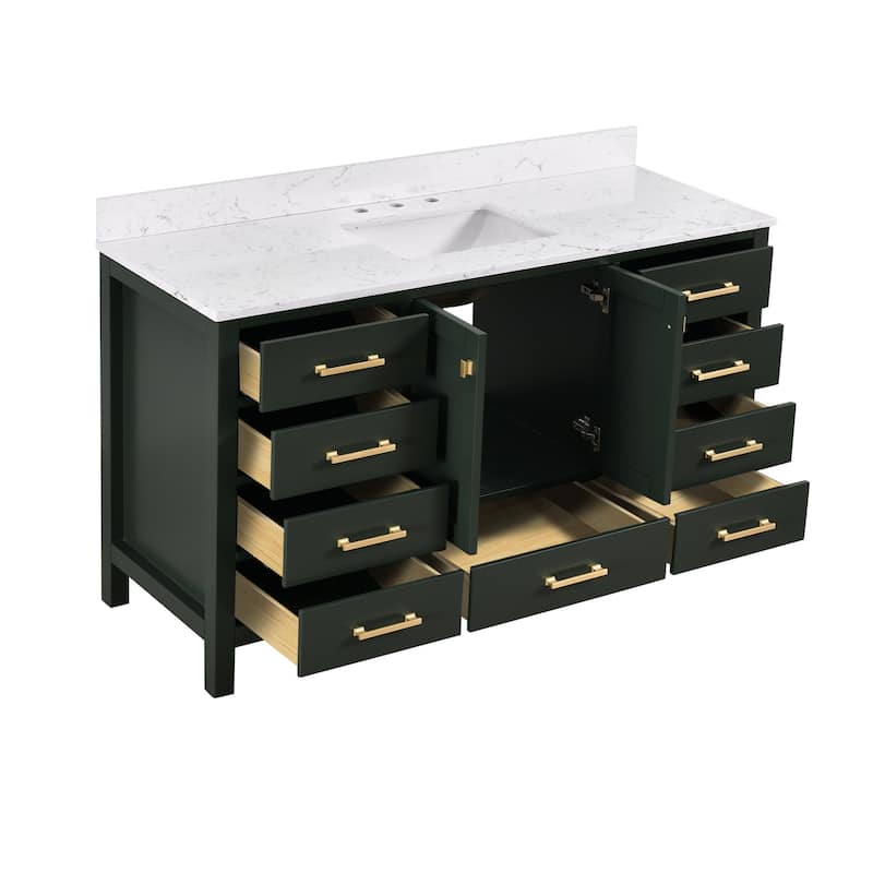 StarrySky 60 inch Undermount Single Sink Bathroom Vanity with Engineered Carrara Marble Top