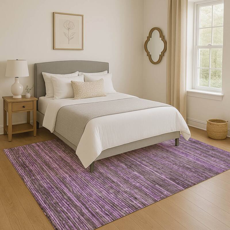 Premium Washable Super Soft Casual Stripes Mayfield Rug - 10' x 14' - Purple