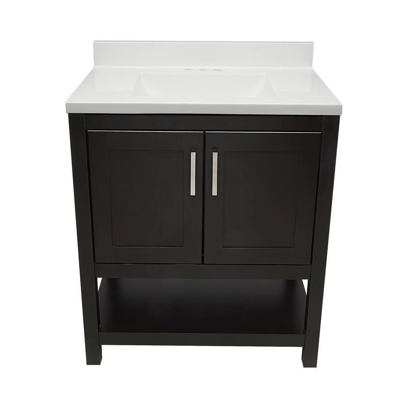 Taos 31" Bathroom Vanity with Cultured Marble Vanity Top Sink in White with White Basin - Brown - White with
