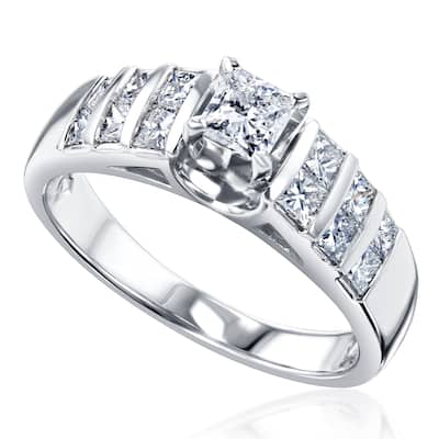Kobelli 1 Carat Natural Diamond 14k Solid Gold Princess-cut Vertical Channel Holly Ring