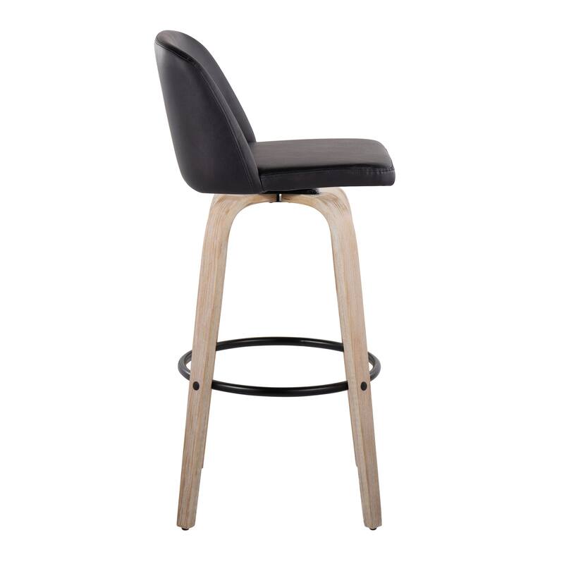 The Gray Barn Vallberga 30" Fixed-Height Bar Stool with White Washed Wood Base (Set of 2)