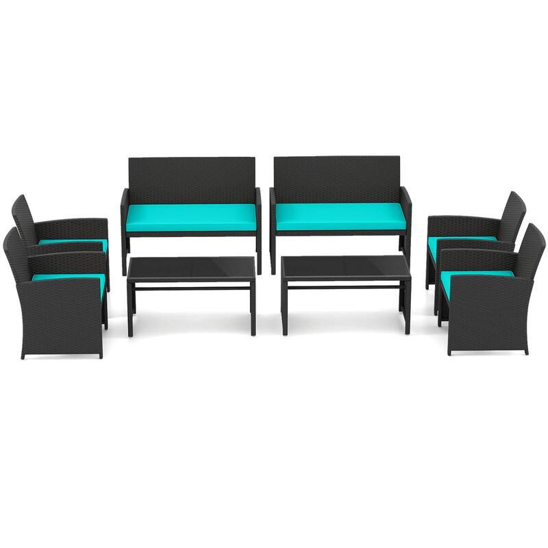 Costway 8 PCS Patio Conversation Set with Seat Cushions & Tempered - See Details
