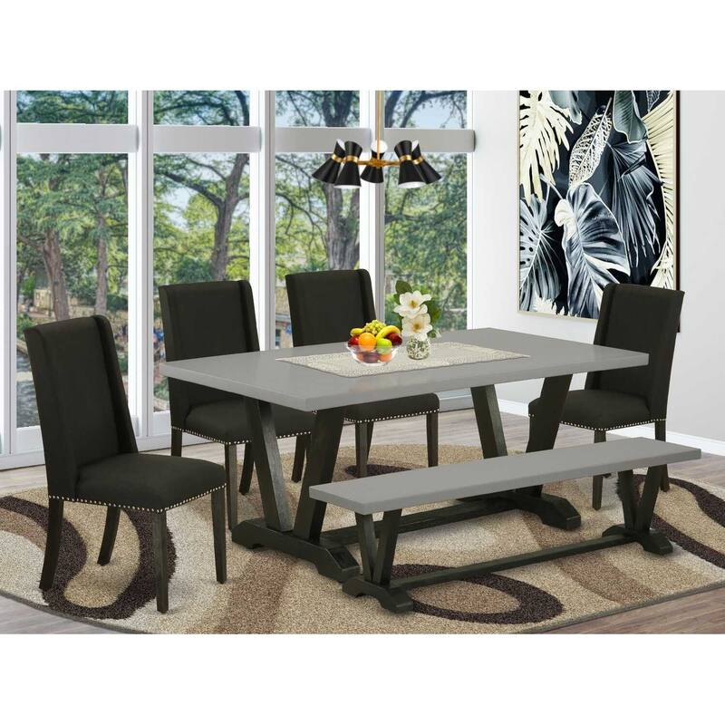 Baroque Dining Set - 6 Piece Table & Chair Set - Solid Wood Dining Room Furniture
