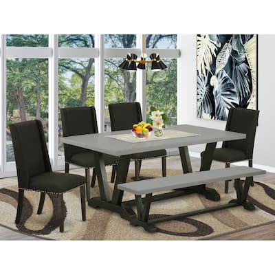 Baroque Dining Set - 6 Piece Table & Chair Set - Solid Wood Dining Room Furniture