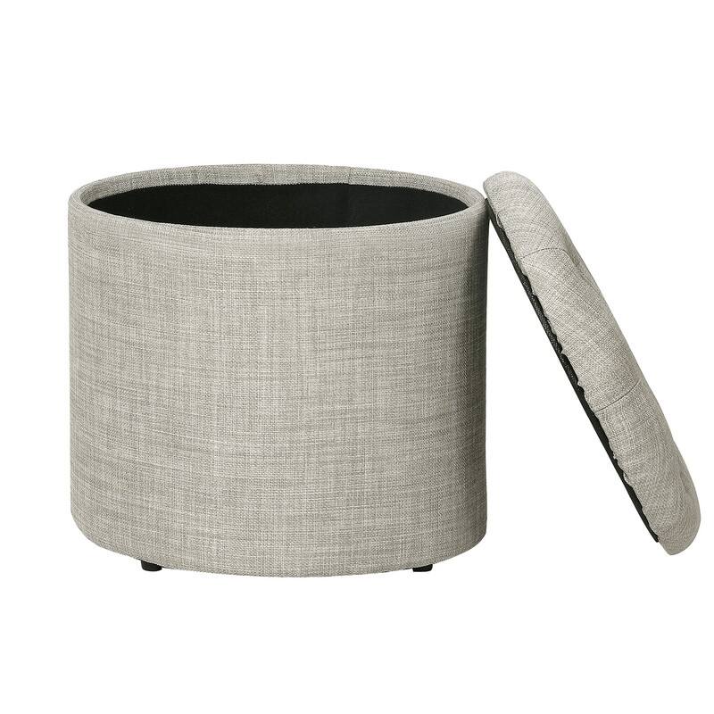 Adeco Round Footstool with Removable Lid Footrest Storage Ottomans