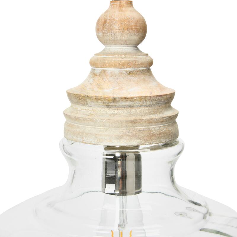 Glass and Distressed Mango Wood Ceiling Light