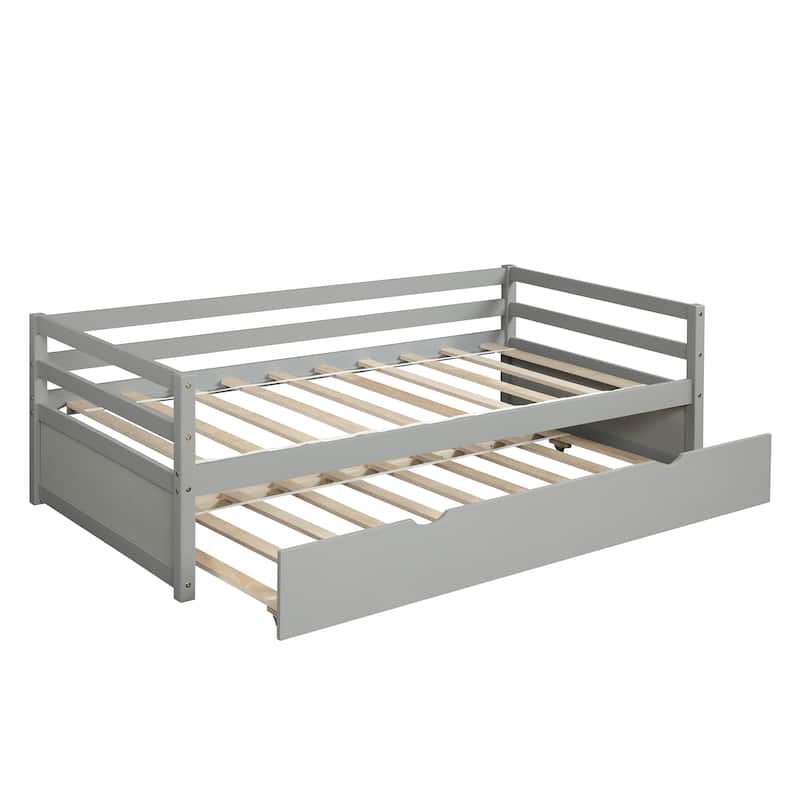 Twin Size Daybed with Trundle Frame Set, No Box Spring Needed