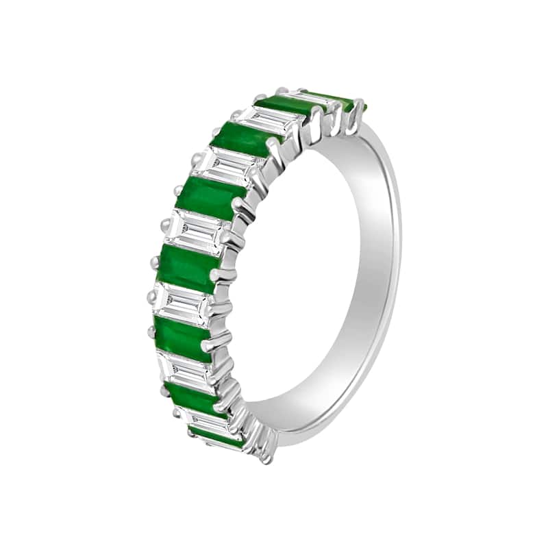 Auriya 14k Gold Lab Grown Emerald and Baguette Diamond Eternity Band 0.97 ct. tw. (F-G, VS)