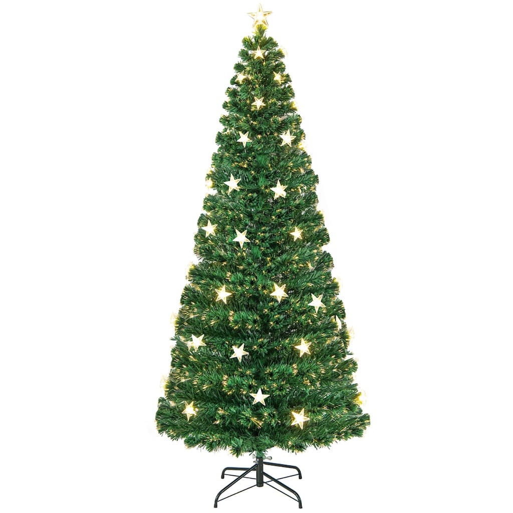 7FT Prelit Fiber Optic Christmas Tree with Warm White Lights