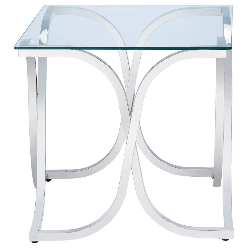 Tess Curved X-shaped End Table Chrome Silver