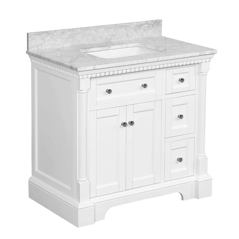 KitchenBathCollection Sydney 36" Bathroom Vanity with Carrara Marble Top